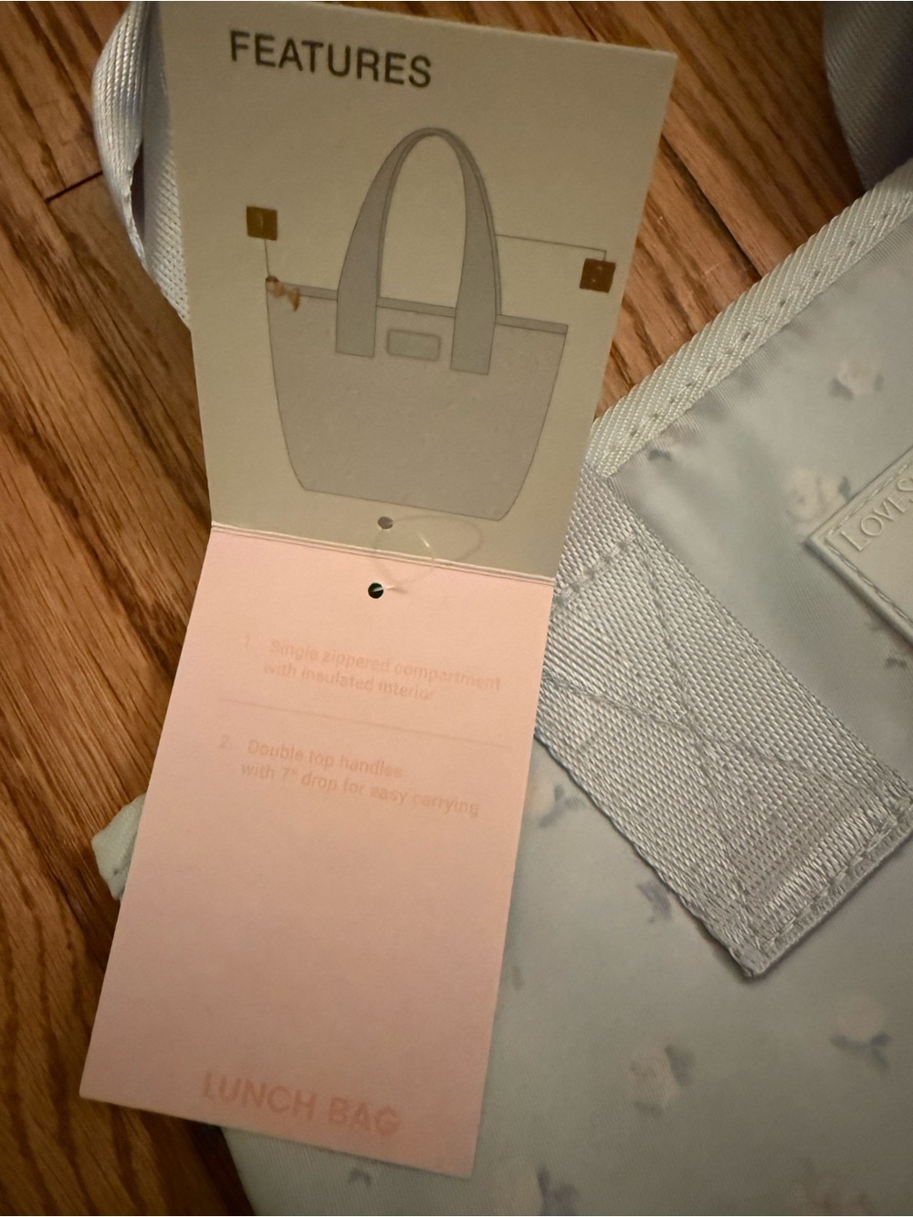 LoveShackFancy - Yoobi Everblooming Rosettes Ditsy Lunch Tote Bag Breezy Blue - Picture 6 of 8